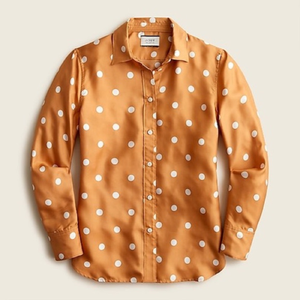 J.Crew slim-fit twill shirt in dots size 6 NWT